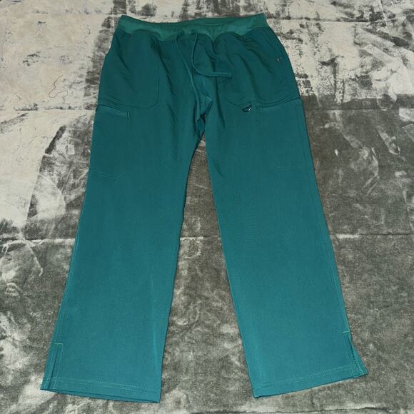 Dickies Cargo Scrub Pant Women's Large Teal Stretch Pockets Drawstring Waist - Picture 1 of 6
